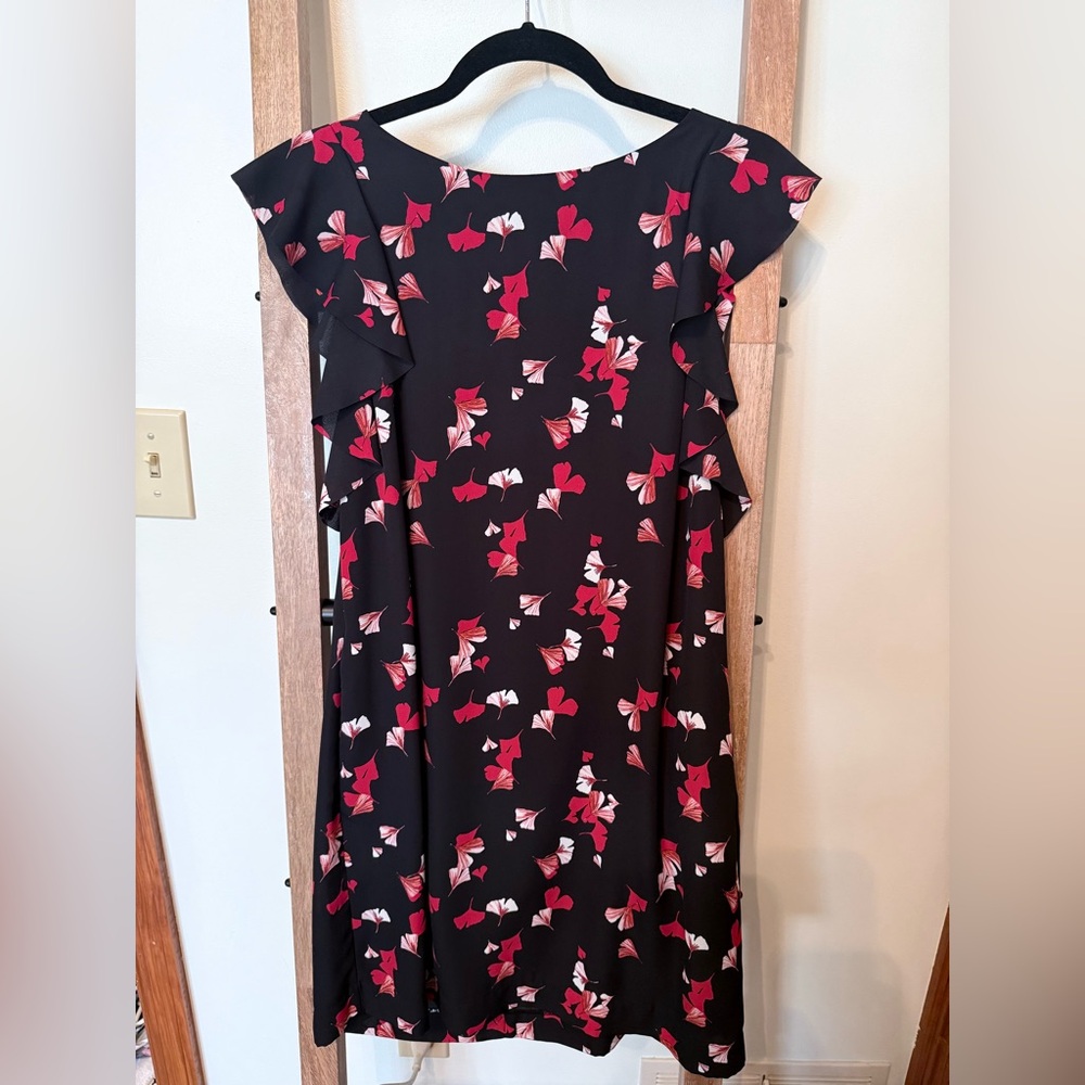 Banana Republic Black Midi Dress with Pink and White Floral Print
